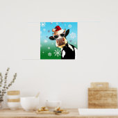 Moooootiful KerstKoe Santa Hat Poster (Keuken)