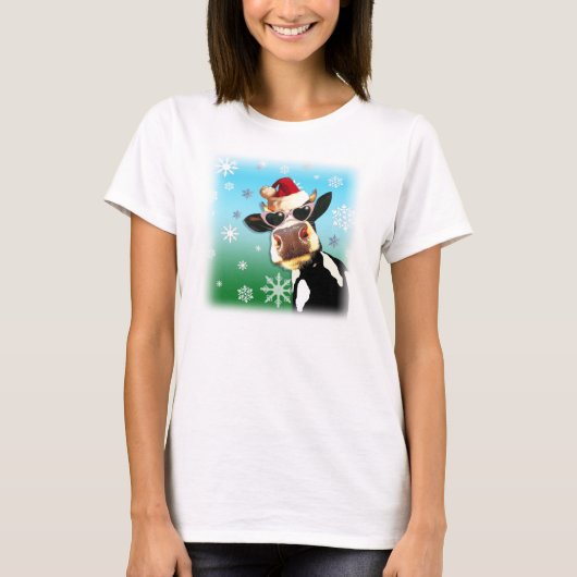 Moooootiful KerstKoe Santa Hat T-shirt (Voorkant)