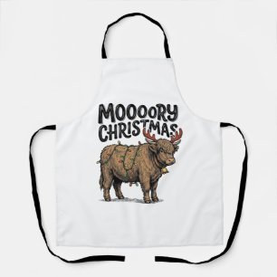 Moooory Kerstmis Hoogland Koe Oude Gravure T Schort