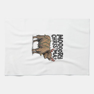 Moooory Kerstmis Hooglandrund Vintage Gravure T Theedoek