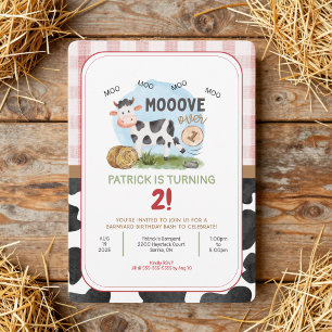 Mooove Over Boerderij Thema Verjaardagsuitnodiging Kaart