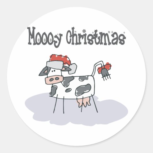 Moooy Kerstmis Ronde Sticker (Voorkant)