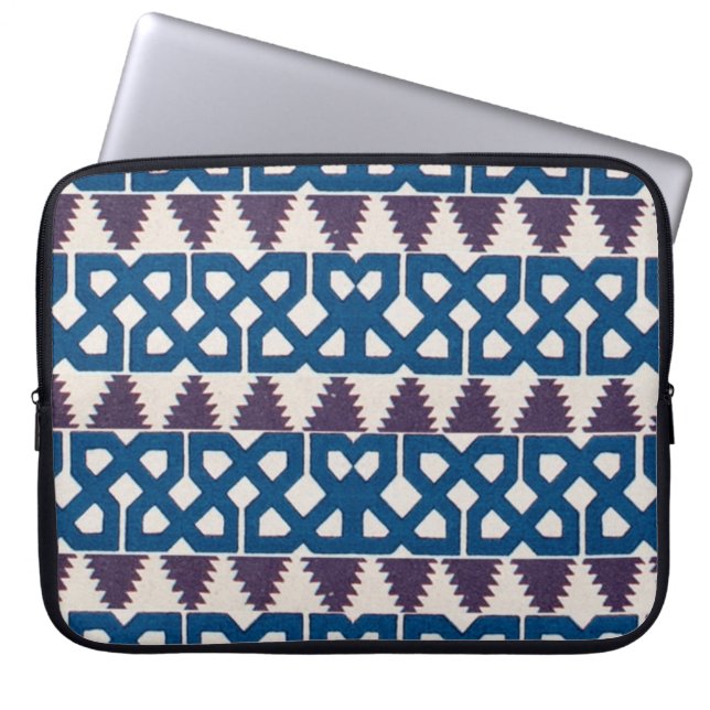 Moor African Arabic Pattern Design Blue Paars Laptop Sleeve (Voorkant)