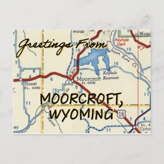 Moorcroft Wyoming  Map Briefkaart (Voorkant)
