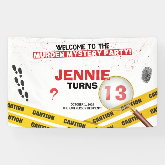Moord Mysterie Bloedige Misdaad Scene Fun Spandoek (Horizontaal)