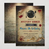 Moord Mysterie Diner Verjaardag uitnodiging (Voorkant / Achterkant)