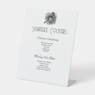 Moord Mysterie Handtekening Cocktails Reclamebord Met Voetstuk