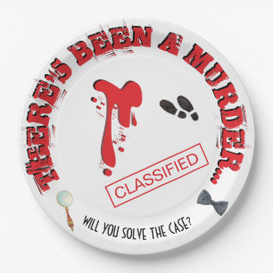 Moord Mysterie Verjaardagsfeest BLOEDIG Papieren Bordje