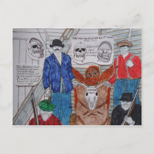 Moord op een grote voet mens,1910, briefkaart