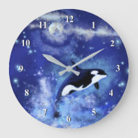 Moordenwalvis op volle maan - Kunsttekenblauw