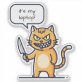 Moordkat met mes sticker (Voorkant)