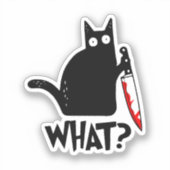 Moordkattenkat met mes sticker (Voorkant)