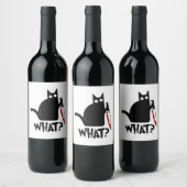 Moordkattenkat met mes wijn etiket (Flessen)