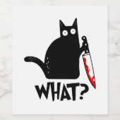 Moordkattenkat met mes wijn etiket (Enkel label)