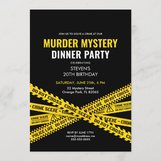 Moordmysterie Feestdiner Verjaardagsuitnodiging Kaart (Voorkant)