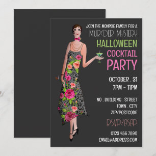  moordmysterie Halloween Cocktail Party Kaart