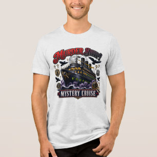 Moordschip Mysterie Cruise Vintage Detective Ontwe Tri-Blend Shirt
