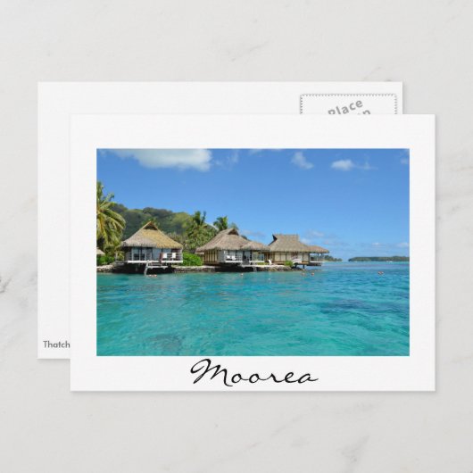 Moorea bungalows white briefkaart (Voorkant / Achterkant)