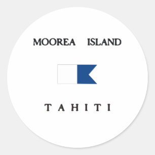 Moorea Island Tahiti Alpha Dive Flag Ronde Sticker