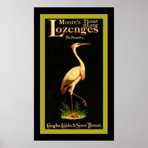 Moore's Throat en Lung Lozenges~ Medicine Poster