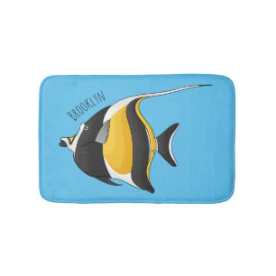 Moorish idol fish cartoon illustration badmat