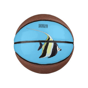 Moorish idol fish cartoon illustration basketbal