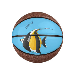 Moorish idol fish cartoon illustration basketbal