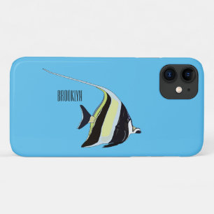 Moorish idol fish cartoon illustration iPhone 11 hoesje