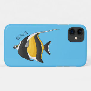 Moorish idol fish cartoon illustration iPhone 11 hoesje