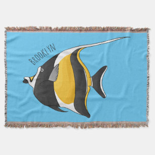 Moorish idol fish cartoon illustration deken