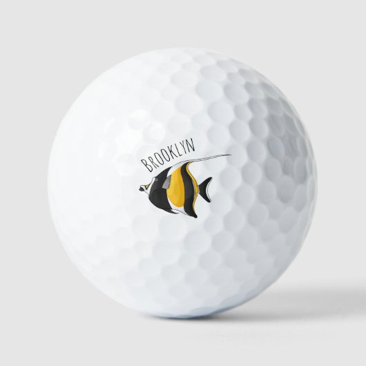 Moorish idol fish cartoon illustration golfballen (Voorkant)