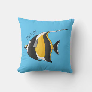 Moorish idol fish cartoon illustration kussen
