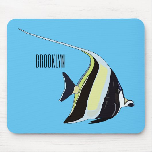 Moorish idol fish cartoon illustration muismat (Voorkant)