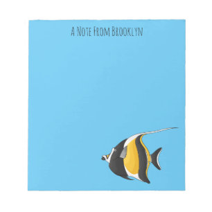 Moorish idol fish cartoon illustration notitieblok