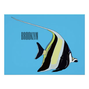 Moorish idol fish cartoon illustration perfect poster
