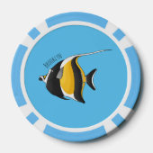 Moorish idol fish cartoon illustration poker chips (Achterkant)