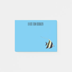 Moorish idol fish cartoon illustration post-it® notes