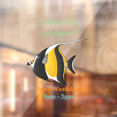 Moorish idol fish cartoon illustration raamsticker (Vel 2)