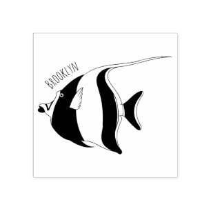 Moorish idol fish cartoon illustration rubberstempel