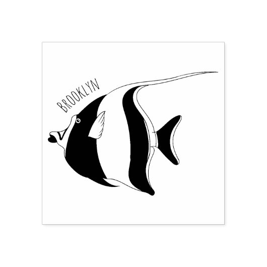 Moorish idol fish cartoon illustration 	rubberstempel (Afrduk)