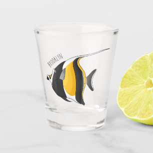 Moorish idol fish cartoon illustration shot glas