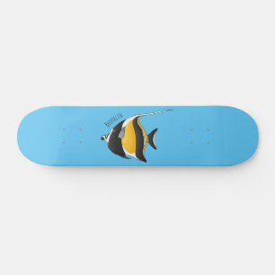 Moorish idol fish cartoon illustration skateboard