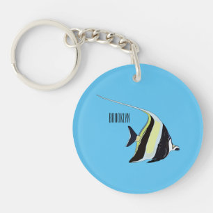 Moorish idol fish cartoon illustration sleutelhanger