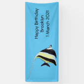 Moorish idol fish cartoon illustration spandoek (Verticaal)