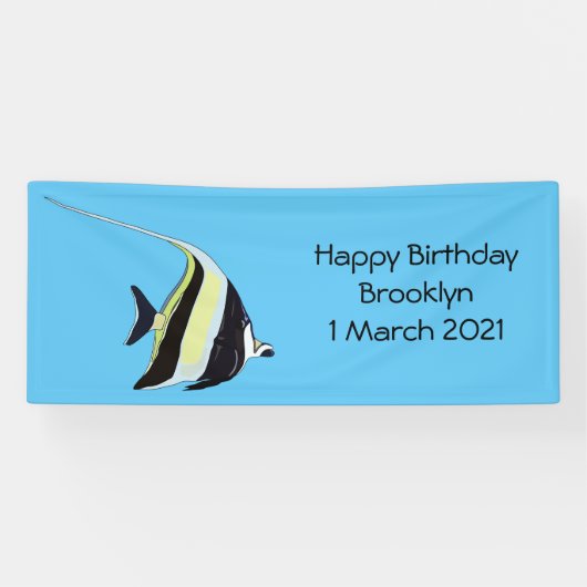 Moorish idol fish cartoon illustration spandoek (Horizontaal)