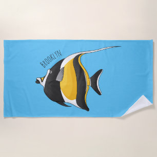 Moorish idol fish cartoon illustration strandlaken
