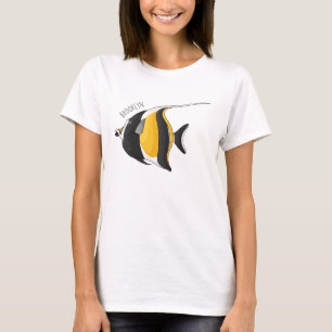 Moorish idol fish cartoon illustration t-shirt