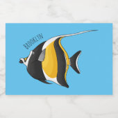 Moorish idol fish cartoon illustration voedselcontainer etiket (Enkel label)