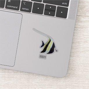 Moorish idol vis cartoon illustratie sticker