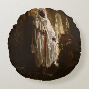 Moors hoofd Afrikaanse kunst schilderij portret Rond Kussen
